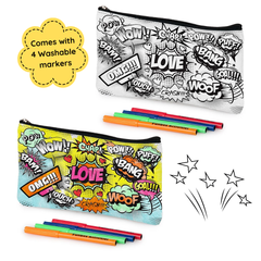 Comic-Themed Colour-In Pencil Case Kit - 10 pack ($3.50 per child)