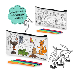 Australiana Animals Colour-In Pencil Case Kit - 10 Pack ($3.50 per child)