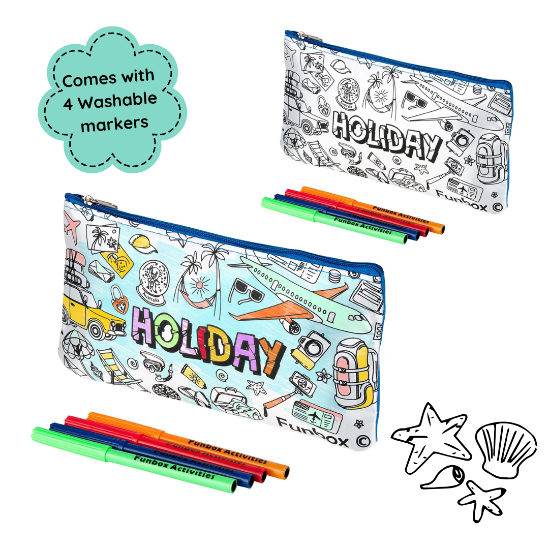 Holiday-Themed Colour-In Pencil Case Kit - 10 pack ($3.50 per child)