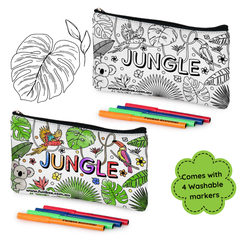 Jungle-Themed Colour-In Pencil Case Kit - 10 Pack ($3.50 per child)