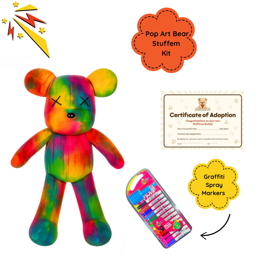 Pop Art Bear Stuffem Kit (with Graffiti Spray Markers) - 10 Pack ($15.50 per child)